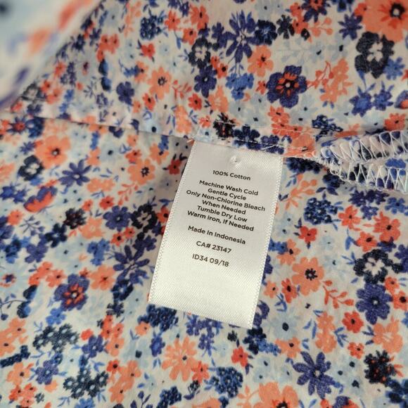 Talbots shirt women's‎ size XL orange blue floral Classic Cotton button up top - Picture 10 of 10